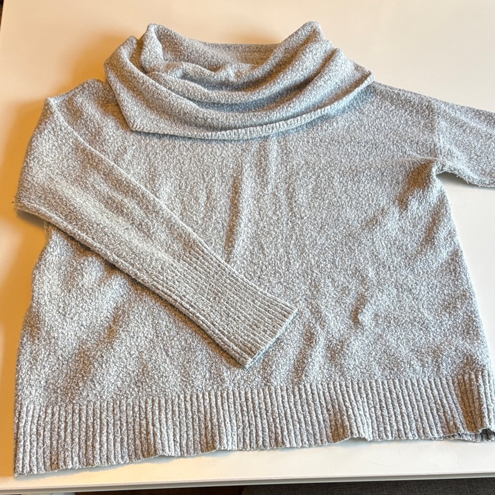 Joan Vass Soft Gray Cowl Neck Sweater